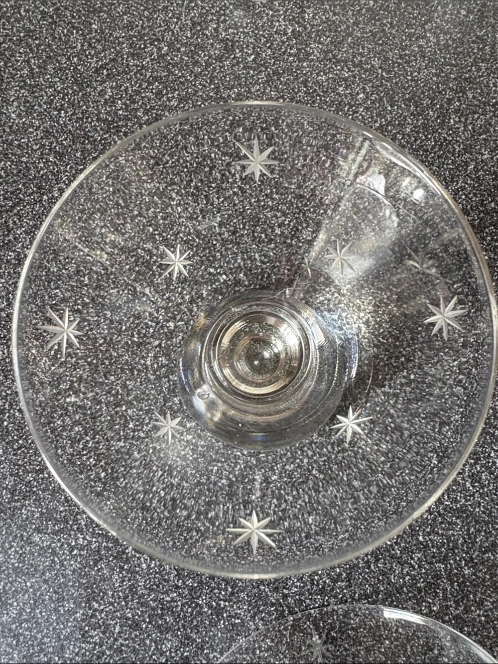 Rare Clear Starburst Glass Cocktail Shaker Set with Matching Glasses